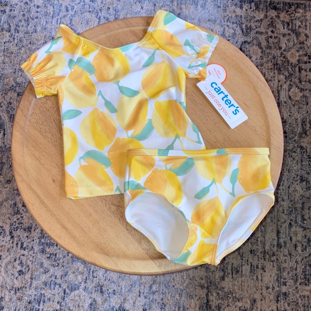 #8. 🆕 NWT - Carter's Just One You - Yellow Lemon Print Girls' Two-Piece Swim Set